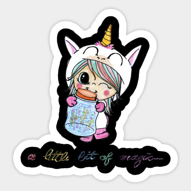 Cute unicorn women print Sticker by BalumbaArt